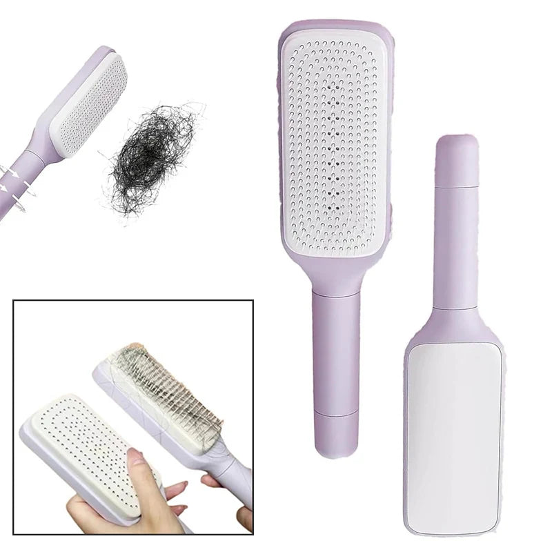 imGlowin™ Self Clean Hairbrush With Rotating Handle