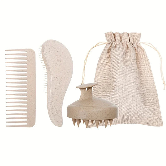 Silicone Detangler Hair Brush and Comb and Scalp Massage Set